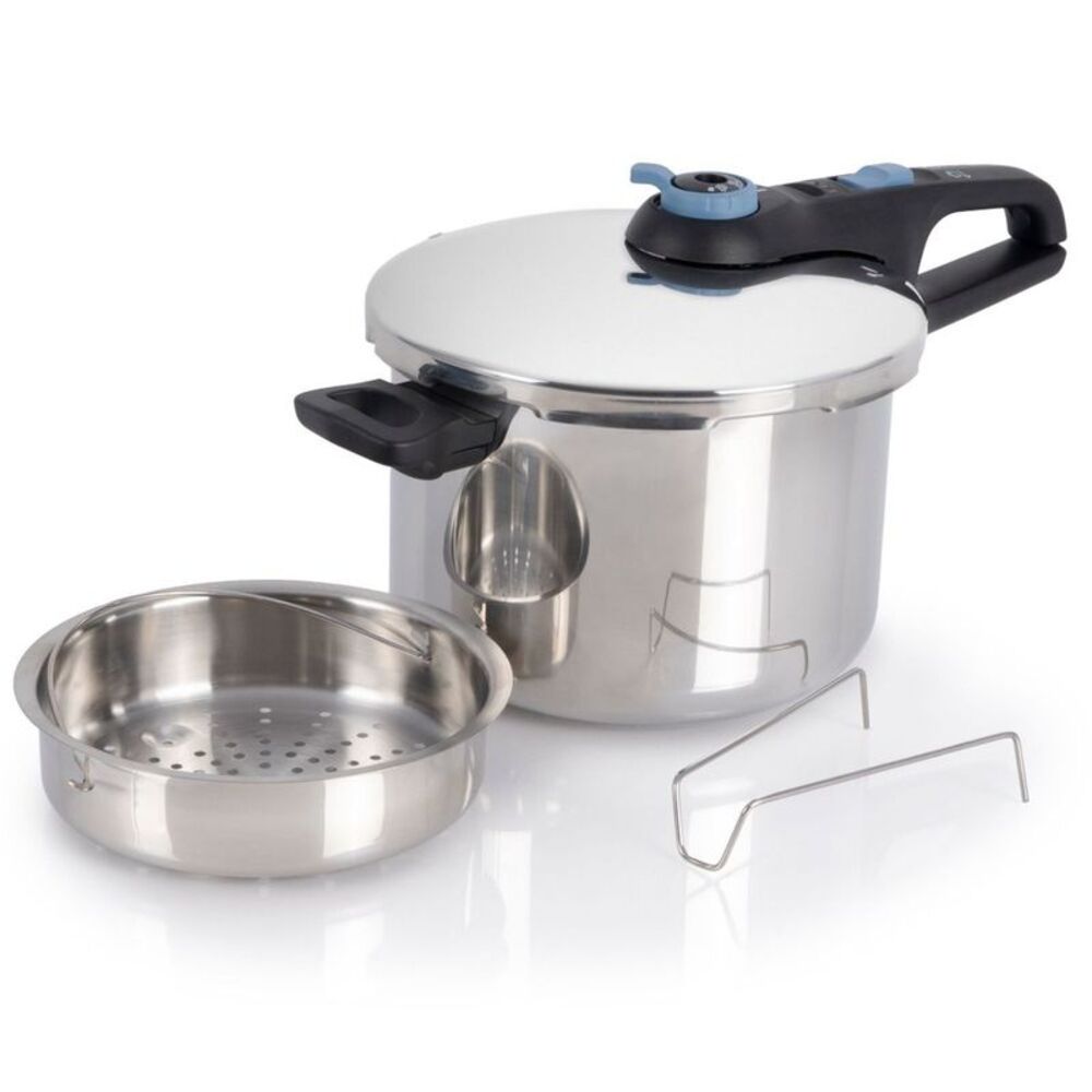 T-Fal -  6qt Stainless Steel Pressure Cooker with Str Silver